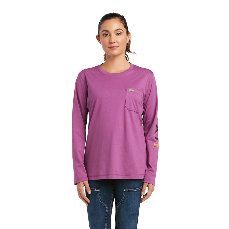 Ariat T-Shirts Damen - Rebar Workman Logo Lila ( YJIUD-3957 )